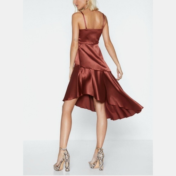 Nasty Gal Satin Slip Dress Chocolate Wine - Picture 3 of 8